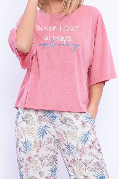 Arnetta Never Lost Retro Pembe Bol Kesim Kadın Pijama Takımı