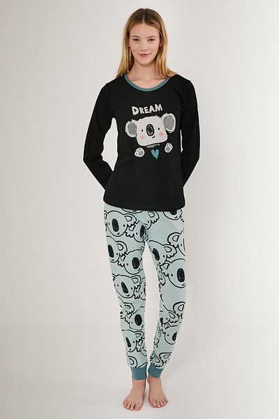Rolypoly Women's Black Long Sleeve Pajama Set