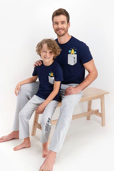 ROLY POLY Rolypoly Surfing Navy Blue Young Men's Short Sleeve Pajama Set
