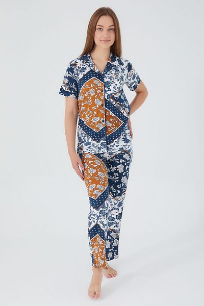 Pierre Cardin Women's Navy Blue Shirt Pajama Set