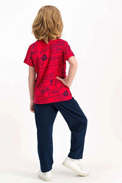 ROLY POLY Boy's Red Short Sleeve Pajama Set - Rolypoly Pow