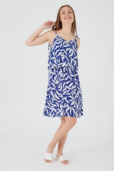 Pierre Cardin White-leaved Navy Blue Women's Nightgown