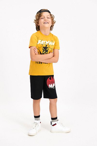 Batman Boy Bermuda Set - Licensed Fear The Bat Mustard