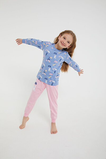 ROLY POLY Rolypoly Rainbow Mavi Kız Çocuk Uzun Kol Pijama Takım
