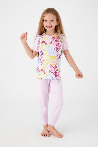 ROLY POLY Unicorn Magic Rolypoly Dried Rose Girl's Pajama Set - Short Sleeve