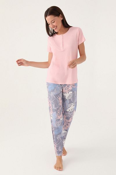 Pierre Cardin Set de pijamale cu mânecă scurtă pentru femei Leaf Pink