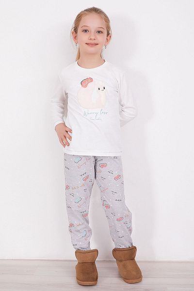 Pierre Cardin Set de pijamale cu mânecă lungă pentru fetiță Worry Less, crem