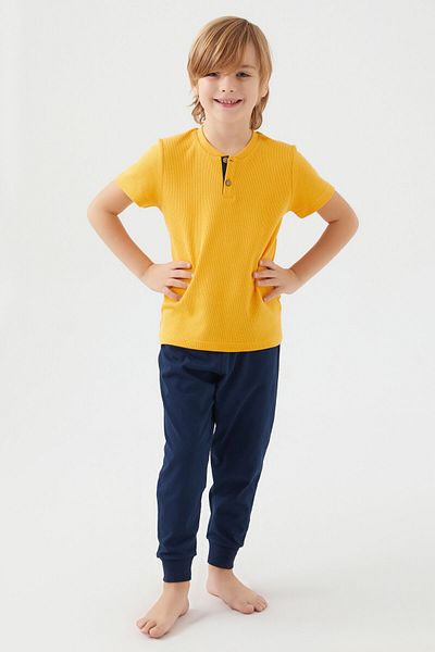 ROLY POLY Rolypoly Dotted Mustard Boy's Short Sleeve Pajama Set