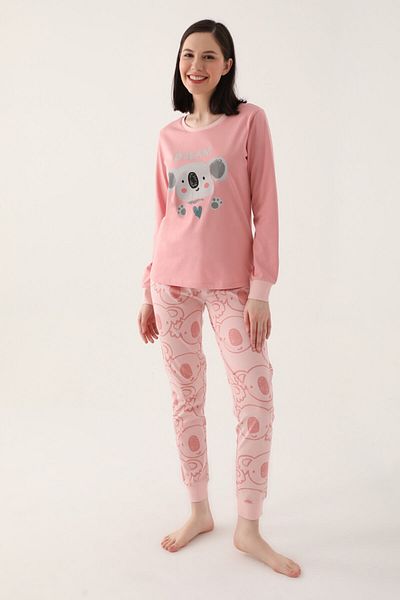 Rolypoly Dream Coala Pink Women's Long Sleeve Pajama Set