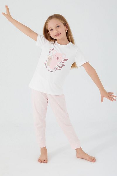 ROLY POLY Set de pijamale cu mânecă scurtă crem pentru fete Rolypoly