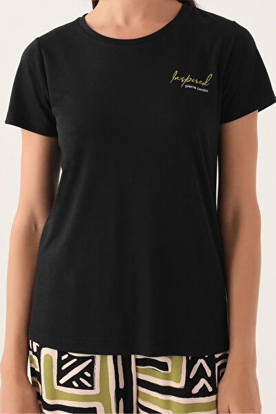 Pierre Cardin Kadın Siyah Kısa Kol Pijama Takım