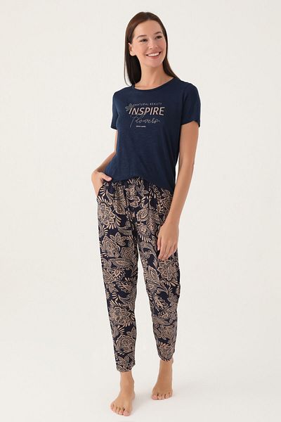 Pierre Cardin Γυναικείο σετ πιτζάμες Navy Blue με κοντό μανίκι