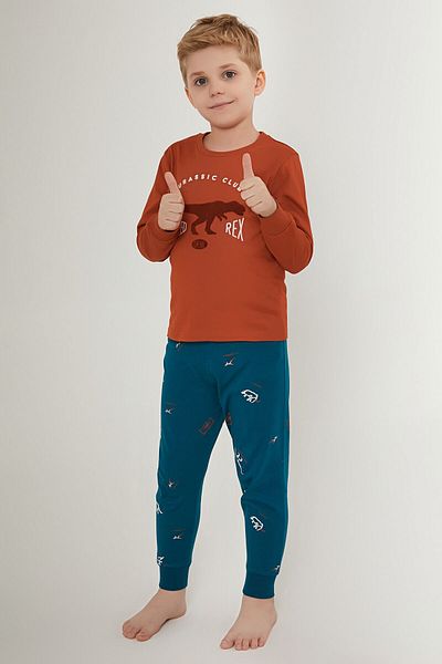 Rolypoly United Rex Brown Boy Long Sleeve Pajama Set
