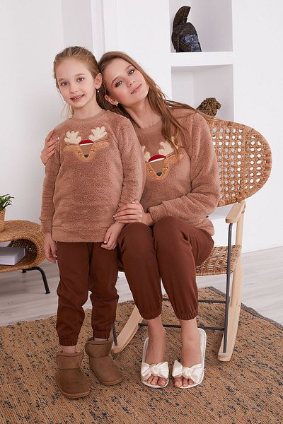 Arnetta Комплект пижама с дълъг ръкав за момиче Deer Brown