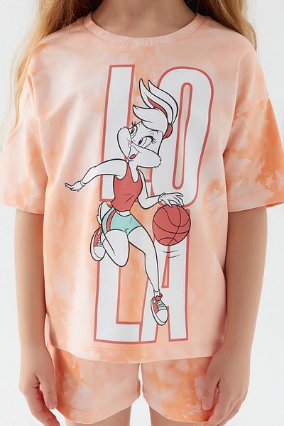 Looney Tunes Female Duck Light Orange Girls Shorts Set