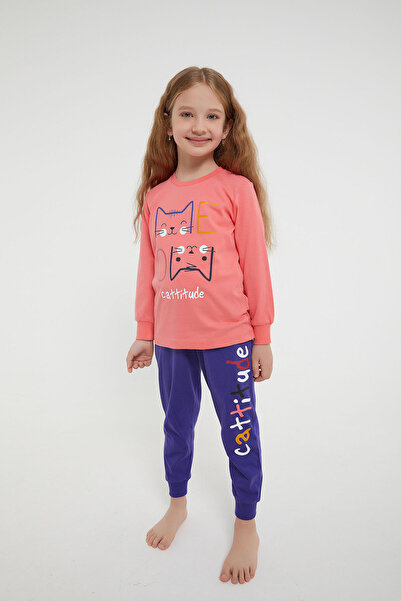 ROLY POLY Rolypoly Cattitude Pembe Kız Çocuk Uzun Kol Pijama Takım