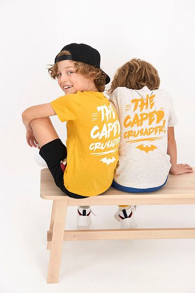 Batman Boy Bermuda Set - Licensed Fear The Bat Mustard