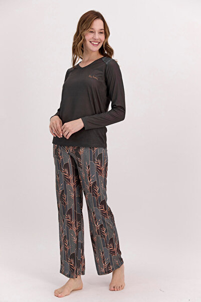 Pierre Cardin Etnik Desenli Siyah Kadın Pijama Takımı