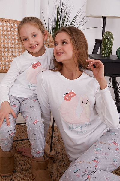 Pierre Cardin Set de pijamale cu mânecă lungă pentru fetiță Worry Less, crem