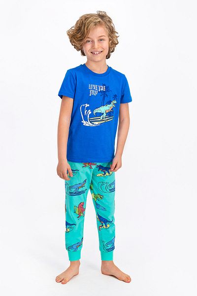 ROLY POLY Boy's Short Sleeve Pajama Set - Rolypoly Surf Crocodile Cobalt Blue