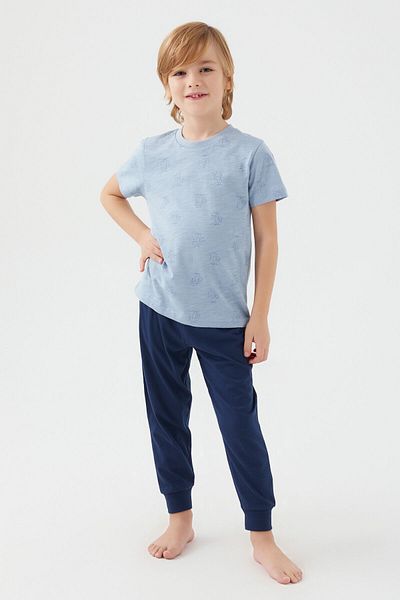 Arnetta Set de pijamale cu mânecă scurtă pentru băiat Parrot Smoke Blue