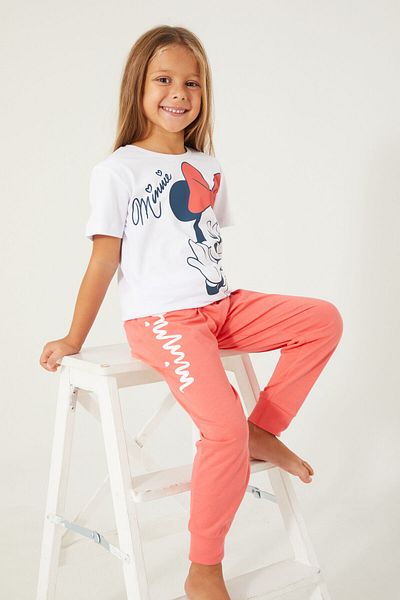 Minnie Mouse Σετ πιτζάμες για κορίτσια Disney, λευκό κοντομάνικο