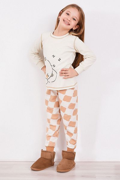 ROLY POLY Rolypoly Bear Beige Long Sleeve Girl's Pajama Set