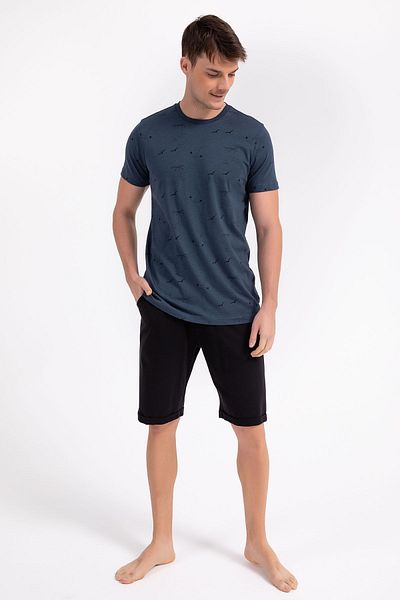 Arnetta Crew Neck Indigo Men's Bermuda Suit