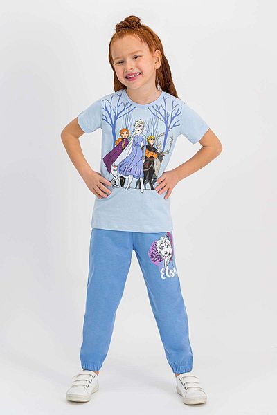 Frozen Girl's Cream Short Sleeve Pajama Set - Licensed Countries Snow