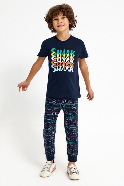 ROLY POLY Rolypoly Shark Navy Blue Boy Pajama Set
