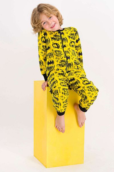 Batman Boy's Fleece Jumpsuit - Licensed Yellow