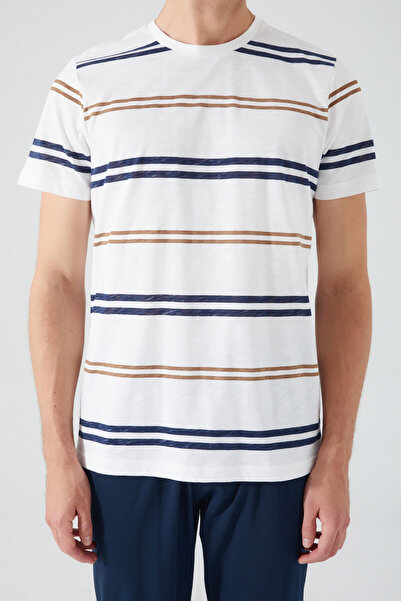 Arnetta Stripped Cream Men's Trousers Shorts T-Shirt 3 Pieces Set