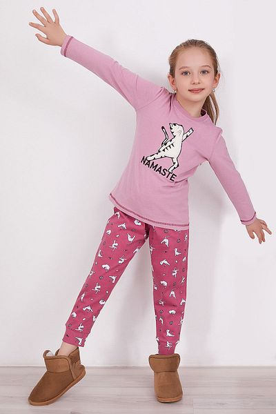 Arnetta Namaste Pink Girl's Long Sleeve Pajama Set