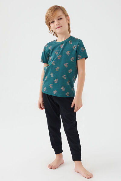 Arnetta Costum de pijama cu mânecă scurtă pentru băiat verde Parrot