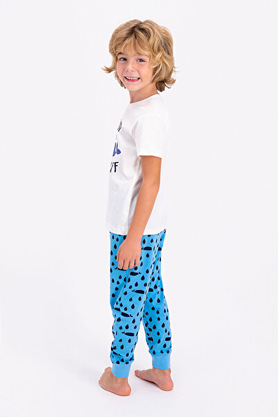 ROLY POLY Rolypoly Feed Me With Good Stuf Krem Genç Erkek Kısa Kol Pijama Takımı