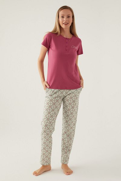 Arnetta Women's Purple Short Sleeve Pajama Set
