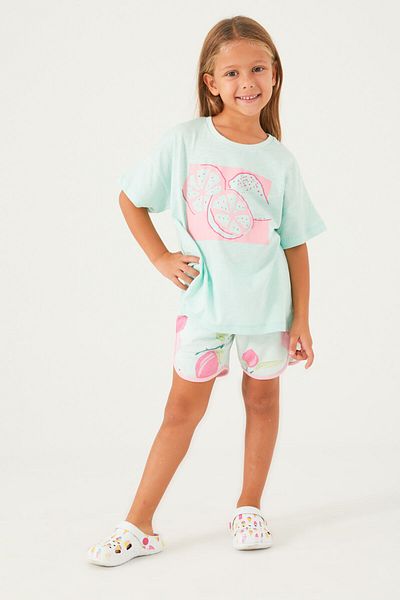 ROLY POLY Set de pantaloni scurți pentru fete, cu model de fructe Rolypoly, verde deschis