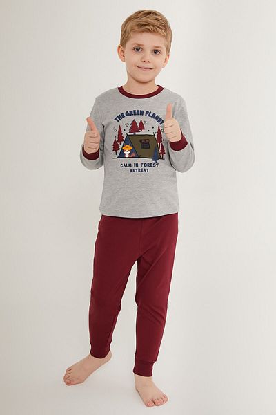 Rolypoly The Green Planet Gray Boy's Long Sleeve Pajama Set