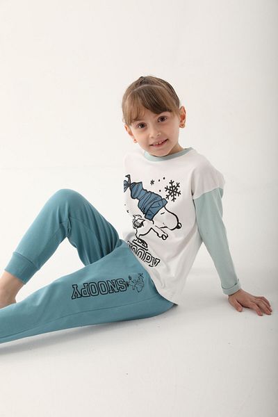 SNOOPY Cream Girl's Long Sleeve Pajama Set