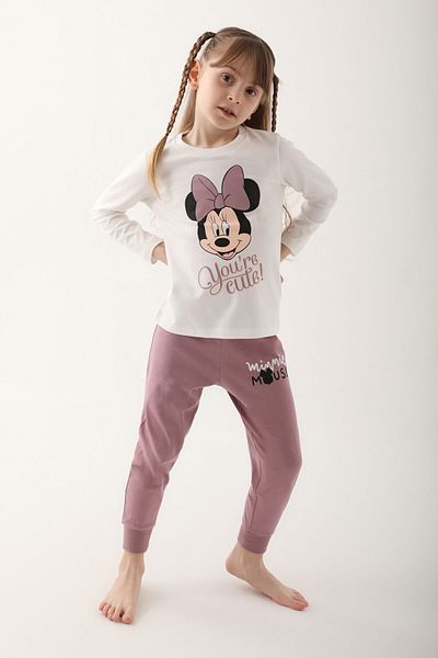 Minnie Mouse Disney girls' cream long sleeve pajama set