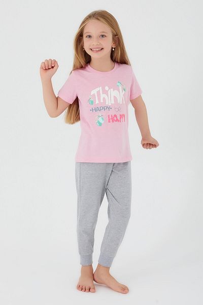 ROLY POLY Rolypoly Pink Girl's Short Sleeve Pajama Set - Think Happy Be Happy