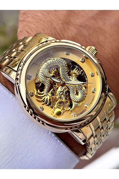 COMMES 7022-ggg Men's Wristwatch - Automatic Mechanism, Steel Cord, 30 Mt Water Resistant