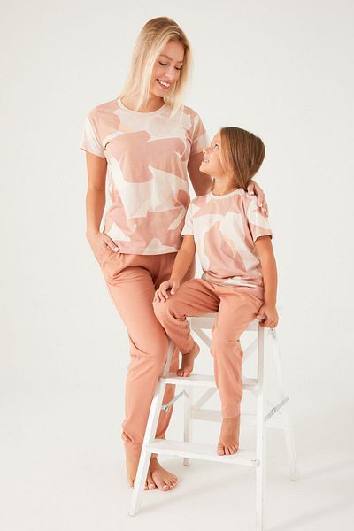 Arnetta Inspired Beige κοντομάνικο σετ πιτζάμες για κορίτσια