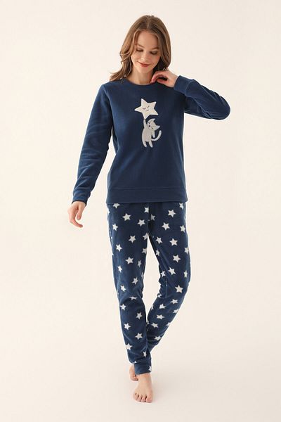 Arnetta Long Sleeve Dark Indigo Women's Pajama Set