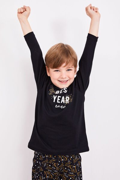 Arnetta Best Year Energy Siyah Erkek Çocuk Uzun Kol Pijama Takım