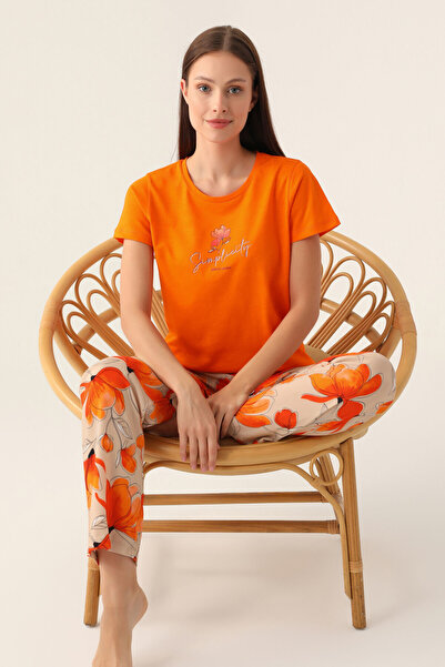 Pierre Cardin Sirplicity Turuncu Kadın Kısa Kol Pijama Takımı