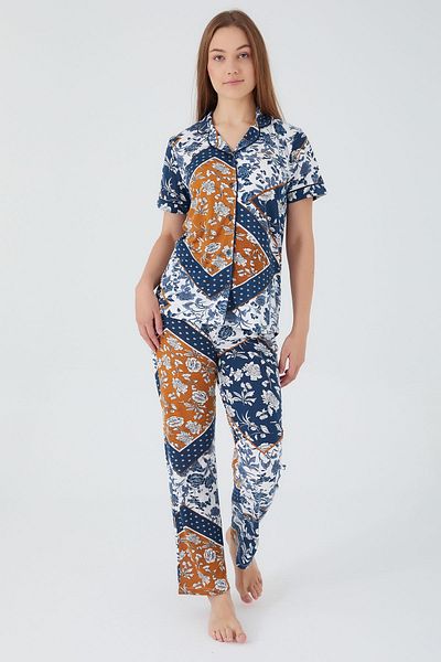 Pierre Cardin Women's Navy Blue Shirt Pajama Set