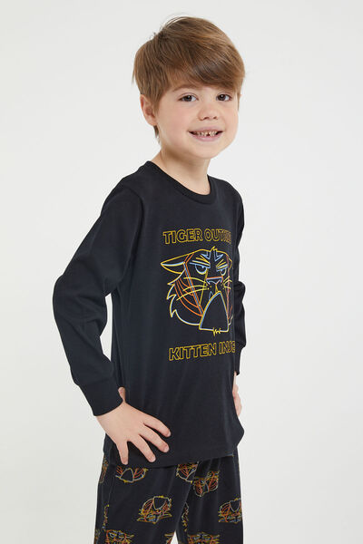 ROLY POLY Rolypoly Tiger Outside Siyah Erkek Çocuk Uzun Kol Pijama Takım