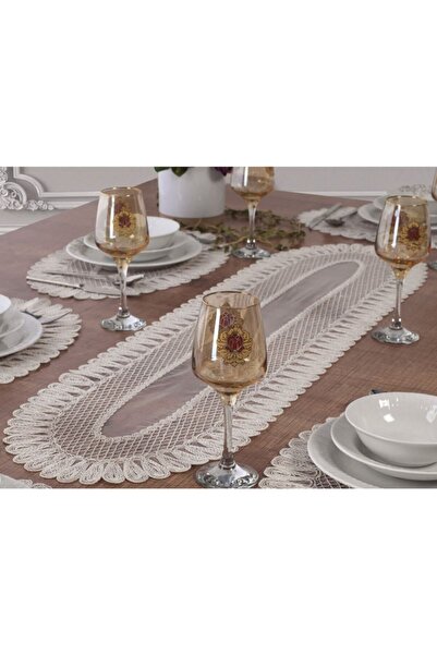 Tropikhome Tek Runner-amerikan Servis Dekoratif Runner Kırık Beyaz Tek Runner