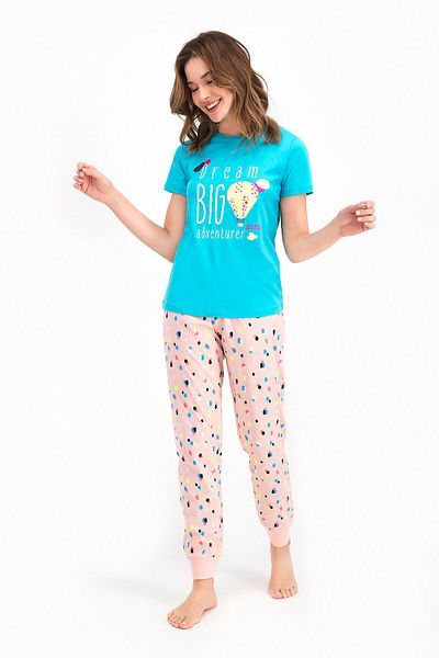ROLY POLY Rolypoly Dream Big Turquoise Women's Short Sleeve Pajama Set